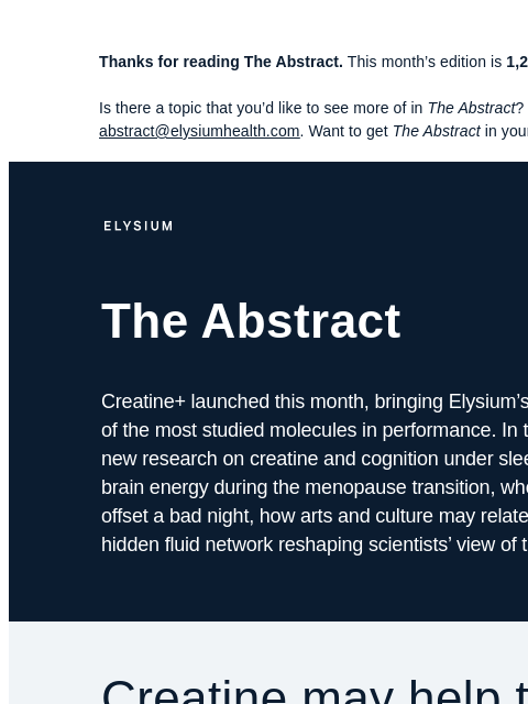 elysiumhealth newsletter: Can creatine help a tired brain?