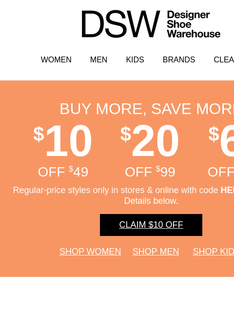 dsw newsletter: $10 off trendy floral styles 🌸🌼🌺🌻🌹