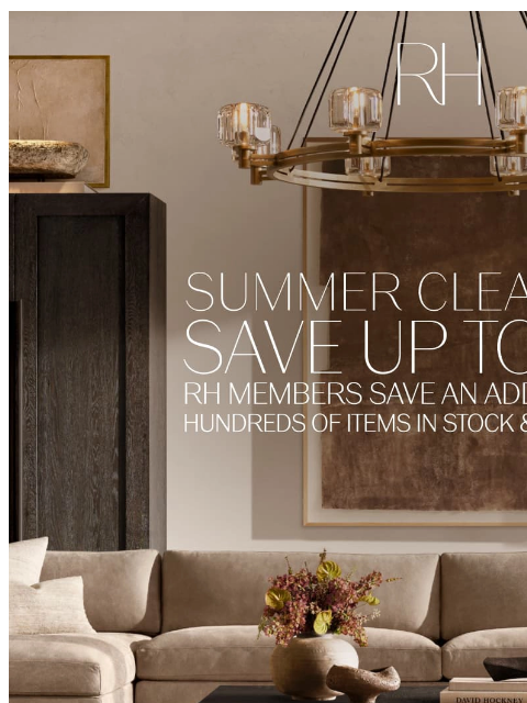 rh newsletter: Summer Clearance. Save Up to 60% on Living, Dining...