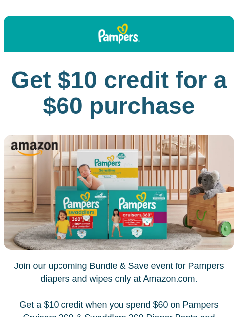 pampers newsletter: Pampers savings at Amazon