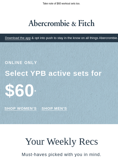 abercrombie newsletter: New Weekly Recs for your Sunday scroll.