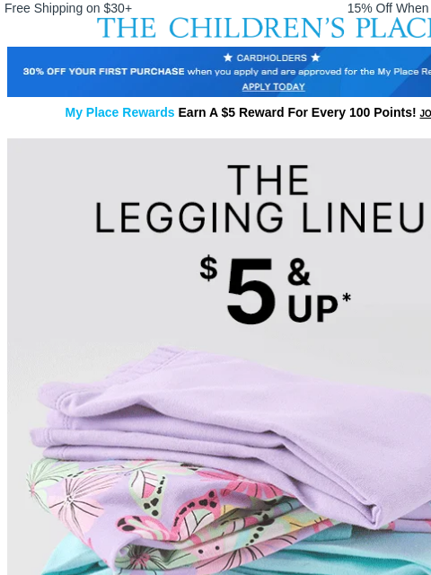 childrensplace newsletter: ✨So✨ many leggings to love starting at $5!