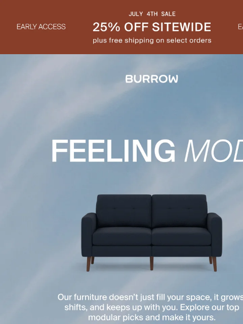burrow newsletter: 25% off our favorite modular picks