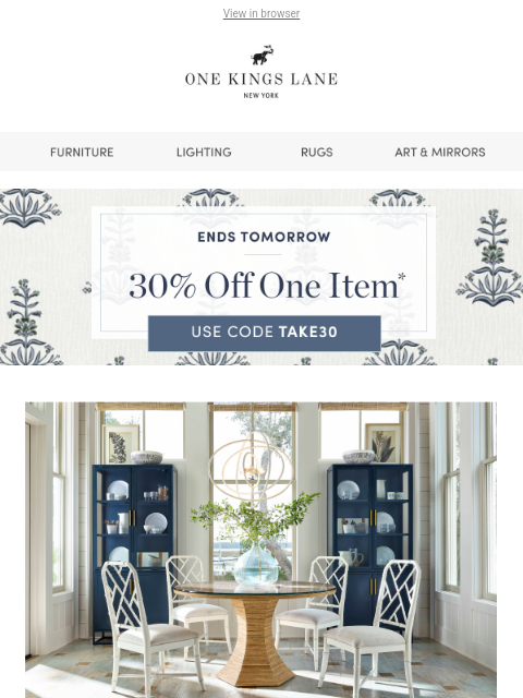 onekingslane newsletter: Just In: Take 30% Off a New Favorite