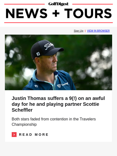golfdigest newsletter: Travelers contender calls penalty on himself