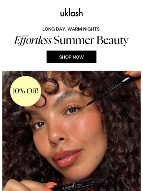 uklash newsletter: Hot Days, Low Effort Beauty, 4 week glow-up! ☀️🌴
