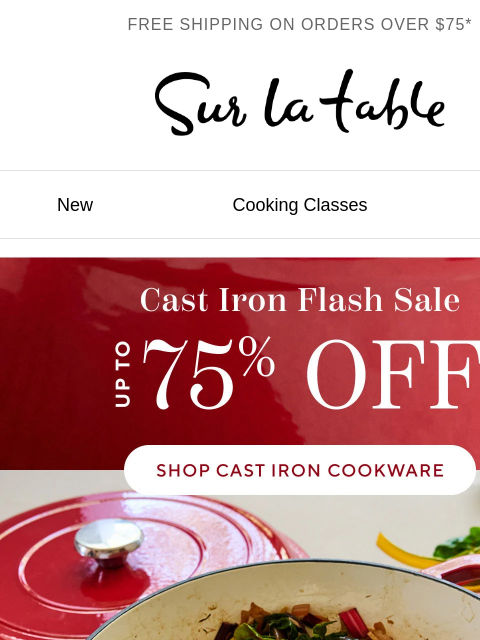 surlatable newsletter: Up to 75% off cast iron ends tonight!