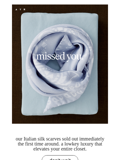 ayr newsletter: the sold-out silk bandana is back