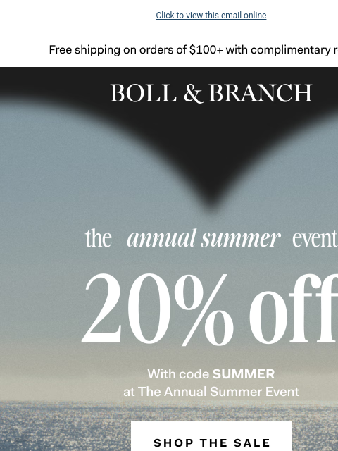 bollandbranch newsletter: New, now: 20% off + a free gift