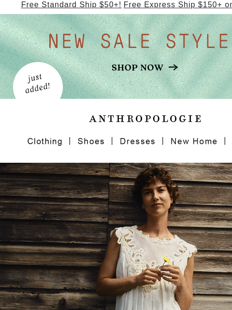 anthropologie newsletter: New sale styles just added + new summer whites