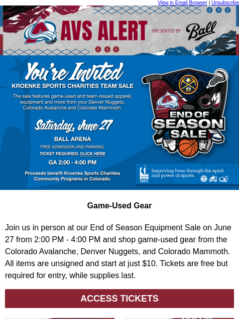 thecoloradoavalanche newsletter: 🏔️ Don't Miss the KSC Equipment Sale June 27