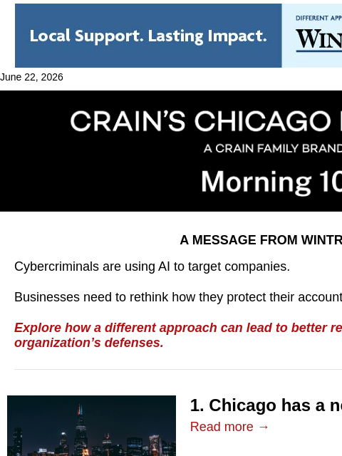 crainalerts newsletter: Chicago has a new highest-paid CEO