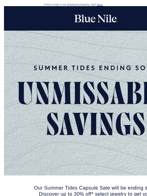bluenile newsletter: Don’t Miss Our Summer Tides Sale