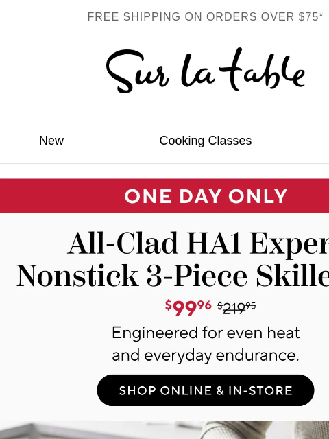 surlatable newsletter: Today Only: All-Clad 3-piece set only $99.96.