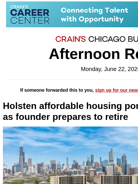 crainalerts newsletter: Massive housing portfolio hits the market