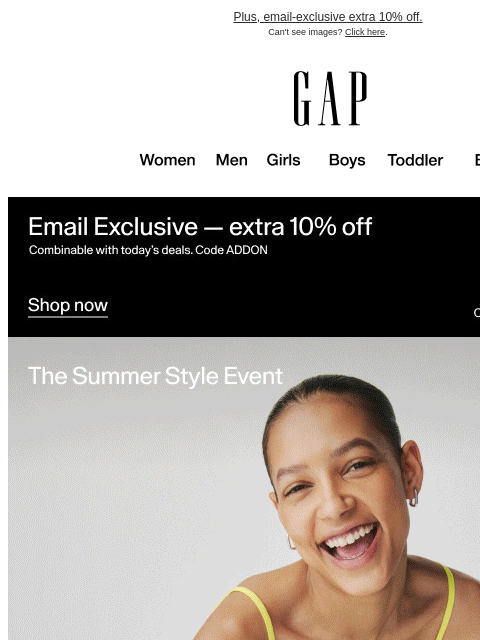 gap newsletter: Good news: you're getting more time for 50% off