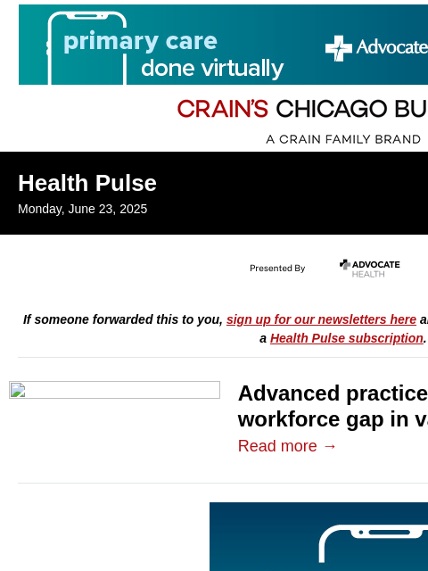 crainalerts newsletter: AAPs' growing role in value-based care