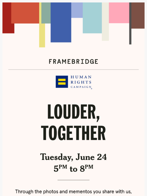 framebridge newsletter: Tomorrow! Support HRC
