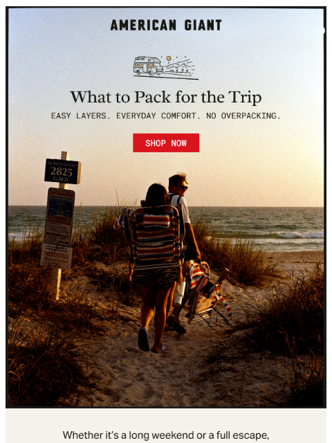 american-giant newsletter: Heading Out? Pack Right