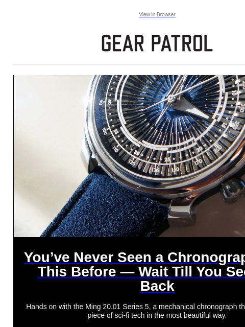 gearpatrol newsletter: This New Chronograph Is One Sci-Fi Stunner