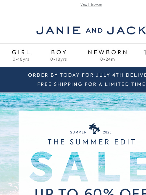 janieandjack newsletter: For swim season: up to 60% off + use code SUNNY15