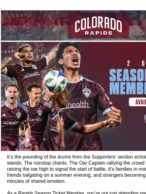 coloradorapids newsletter: Get the Rest of 2025 FREE with a 2026 Rapids Membe...