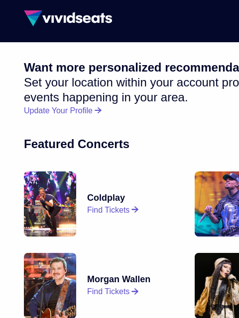 vividseats newsletter: Your National Ticket Update
