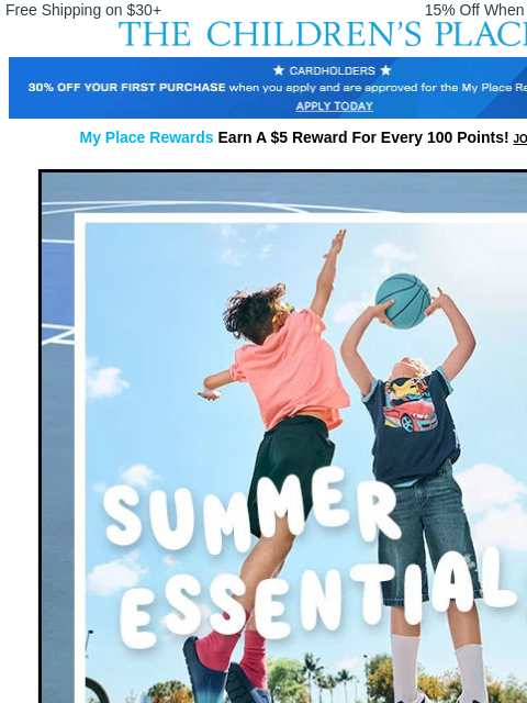 childrensplace newsletter: Hot Deal! ☀️ Graphic Tees & Shorts starting at $5