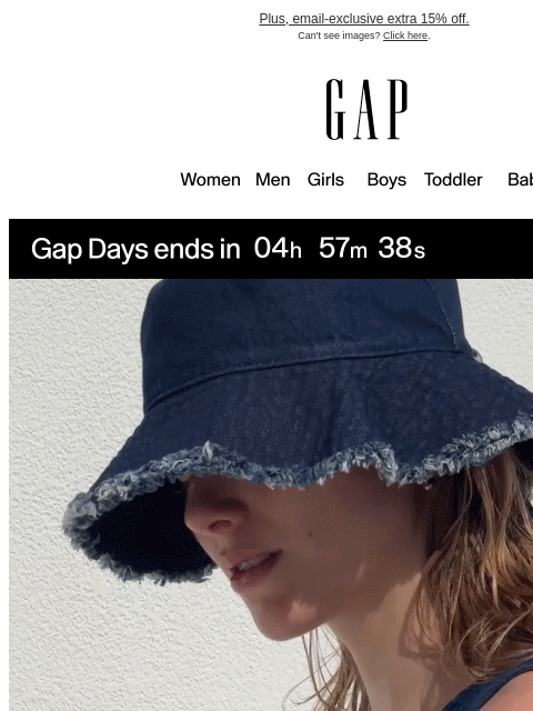 gap newsletter: Final hours for 50% off your purchase at Gap Days*