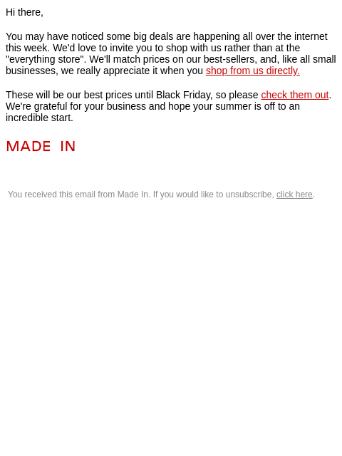 madeincookware newsletter: Shop Small Sale starts now.