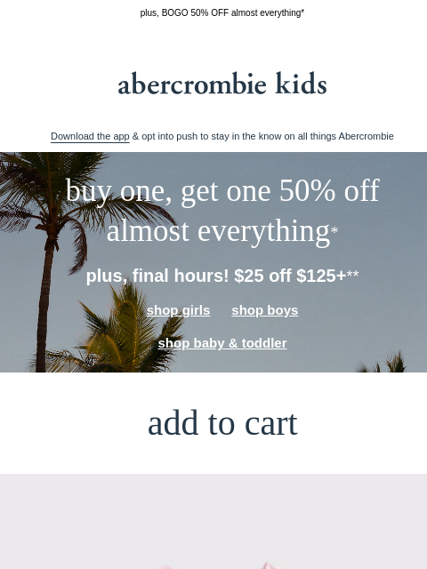 abercrombie newsletter: final hours for $25 OFF $125+**