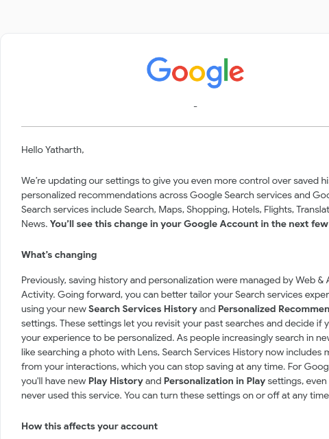 google newsletter: New privacy settings for Search services and Googl...