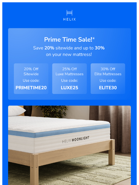 helixsleep newsletter: The Prime Time Sale is live!