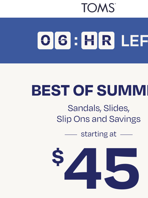 toms newsletter: Ending Soon: Best of Summer Flash Sale