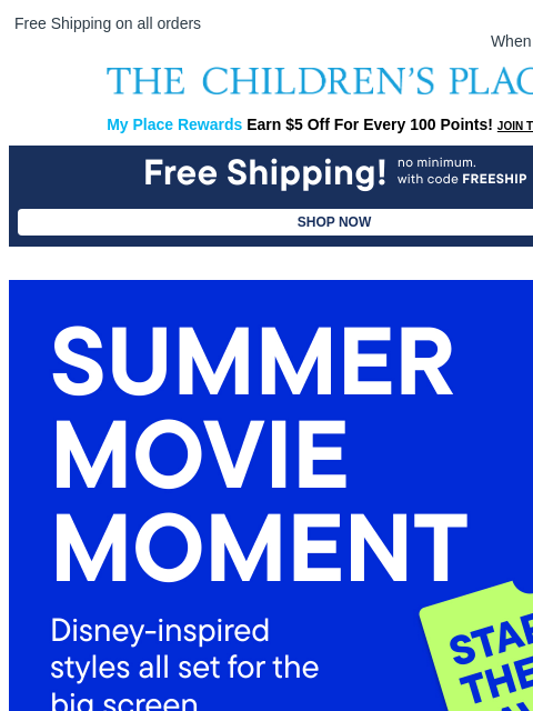 childrensplace newsletter: Movie Spotlight: Moana + Spider-Man🍿