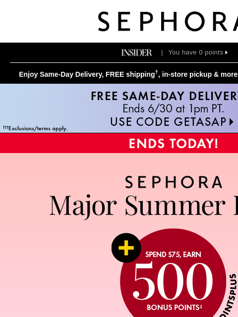 sephora newsletter: ENDS TODAY: up to 50% off select beauty 🫣