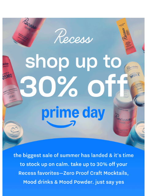 takearecess newsletter: (up to) 30% off your unwind