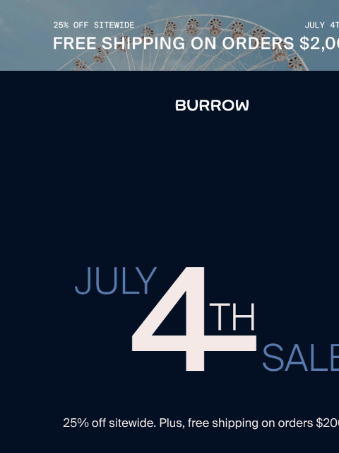 burrow newsletter: Save 25% SITEWIDE.