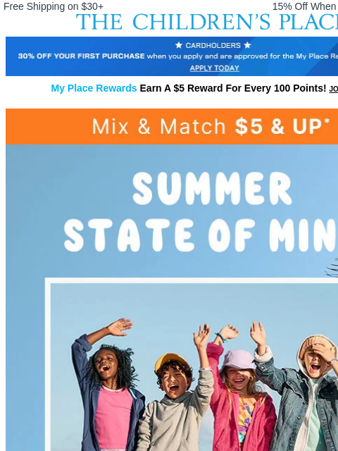 childrensplace newsletter: Easy Outfits! $5+ Mix & Match Styles 👕👗