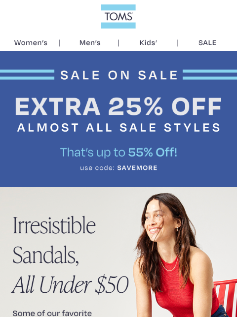 toms newsletter: Summer Sandals Under $50!