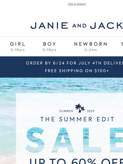 janieandjack newsletter: Sale towards your summer dress-tination