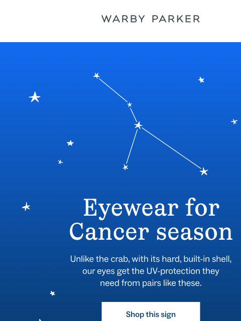 warbyparker newsletter: Frames for the crabbiest sign