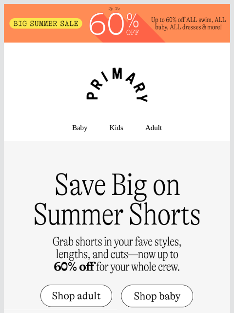 primary newsletter: Heatwave ready 🌡️ Sale shorts going FAST