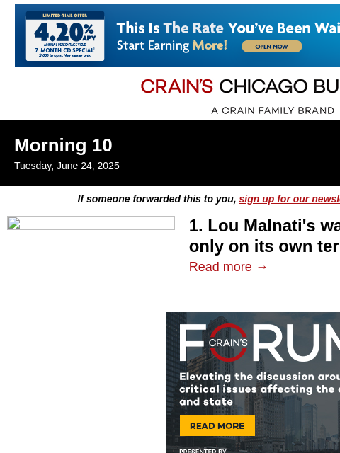crainalerts newsletter: Lou Malnati's plots national expansion