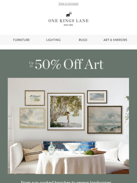 onekingslane newsletter: Up to 50% Off Gallery-Worthy Art