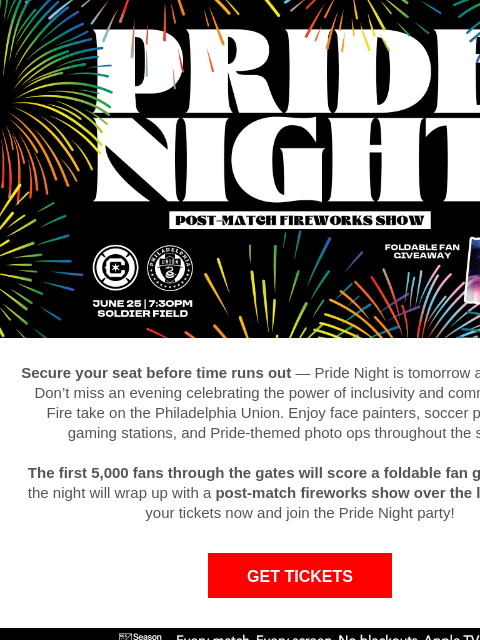 chicagofirefc newsletter: Last Call for Pride Night Tickets!