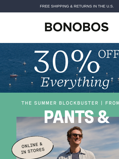bonobos newsletter: Pants & Jeans from $69 | 30% Off Everything