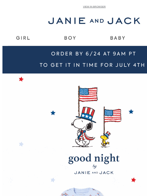 janieandjack newsletter: New in: stars, stripes & Snoopy PJs