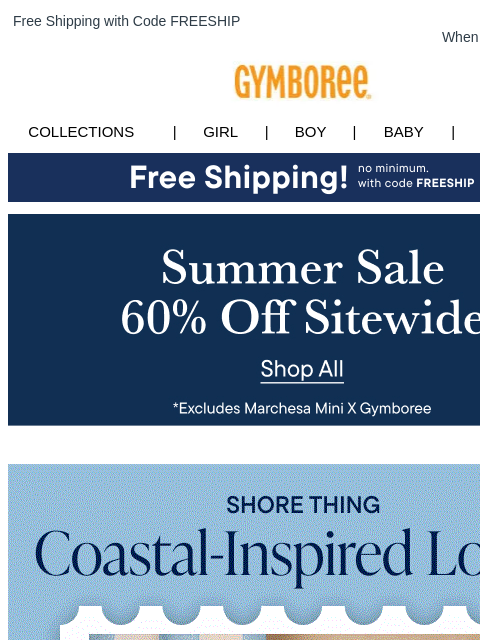 gymboree newsletter: PSA: Your Order Now Ships *Free* + 60% Off Sitewid...