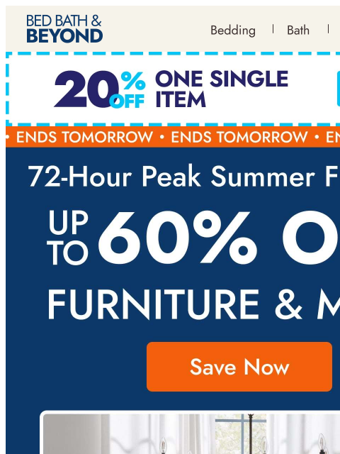 bedbathandbeyond newsletter: Furniture flash deals end TOMORROW!